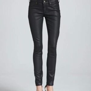 Rich & Skinny| Sleek Black Coated Mid-rise Slim Skinny Luxury Jeans Pants Sz 28